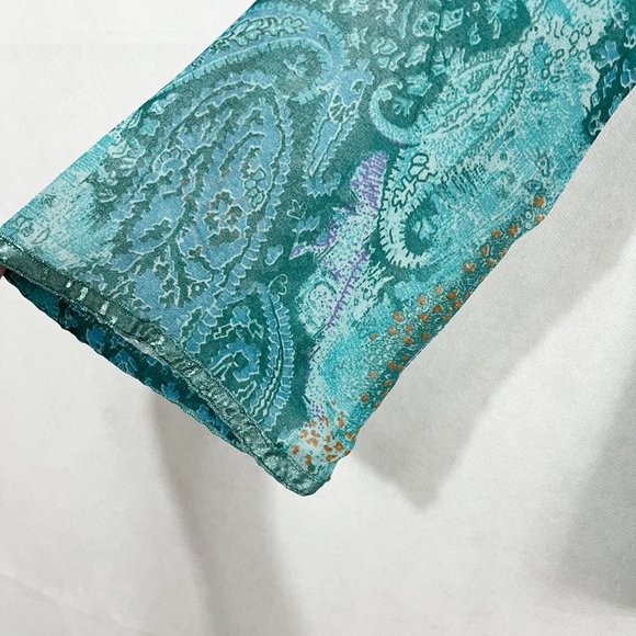 Vintage Y2K Paisley Print Sheer Long Sleeve Blouse Boho Indie Bohemian SMALL - Picture 3 of 6